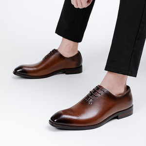 Chaussures Oxford décontractées en cuir véritable pour hommes, style britannique, à bout carré, rehaussantes, pour affaires, collection 2026 - Product Image 4
