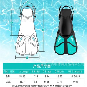 Aletas de Buceo de Talón Abierto para Adultos, PVC, Rigidez Media, para Buceo, Natación y Entrenamiento - Product Image 3