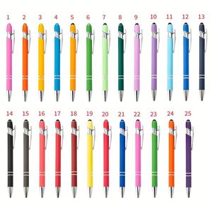 Stylo bille de luxe promotionnel 2-en-1 avec logo, stylet capacitif en métal aluminium gravé sur mesure, couleur or rose, idéal comme cadeau - Product Image 3