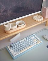 Étagère double pour moniteur en bambou, support de moniteur surélevé avec rangement sous le bureau pour fournitures de bureau, prend en charge les téléviseurs lourds