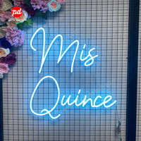 Enseigne néon Mis Quince avec bandes LED pour décorations de fête de 15e anniversaire XV - Taille et couleur personnalisables, utilisation intérieure/extérieure