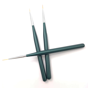 Customized Dark Green Wood Handle 3D Nail Art Nylon Liner Brush <b>Set</b> 15cm 20 <b>Set</b> with OEM Bag Salon Manicure Nail Brushes - Product Image 2