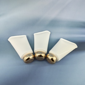 Luxury Cosmetic Containers 60ml White Custom <b>Tube</b> With Gold Ball Screw Cap 7Shape End Sealed <b>Tube</b> For Hand Cream - Product Image 4