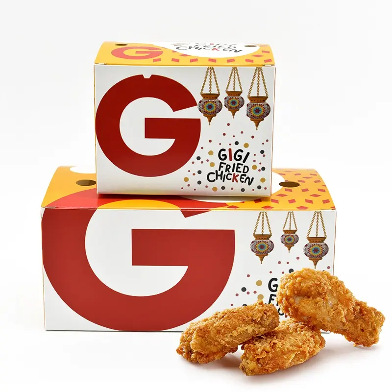 Benutzer definierte Brat flügel Braten Nugget Fried Chicken Box Einweg herausnehmen Burger Papier Pommes Frites Box Fast Food Verpackung