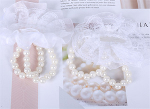 Perle Hand Blume Braut Hochzeit Perle Handgelenk Blume Brautjungfer Armband Blume Knospe Seide Hand Blume Tablett - Product Image 5