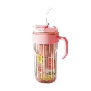 Tasse à eau en paille de <span class=keywords><strong>verre</strong></span> de grande capacité avec poignée Séparateur de thé de bureau haute apparence Tasse impressionnante de glace Bully pour thé café - Product Image 6