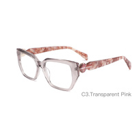 Monture de lunettes carrée en acétate à monture complète pour femmes, couleurs transparentes dégradées, charnière à ressort