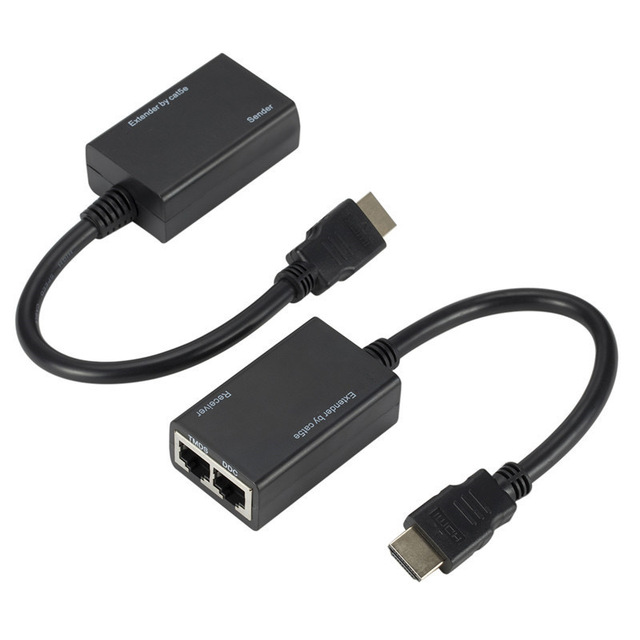 HDMI Over RJ45 Cat5e Cat6 UTP LAN Ethernet Extender Repeater Supports 1080p Resolution up to 30M for Audio Applications