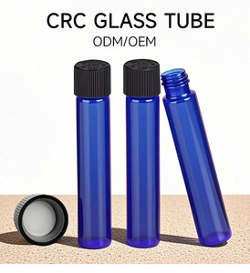 Tubes en verre <span class=keywords><strong>bleu</strong></span>/ambre de 115 mm résistants aux enfants - Bouchon blanc lisse CR - Prix usine (400 unités) - Product Image 1
