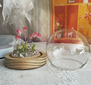 Lampu malam LED Mini gaya Modern buatan tangan 9 Tulip bola kristal bunga dioperasikan dengan emisi putih hangat DIY - Product Image 2