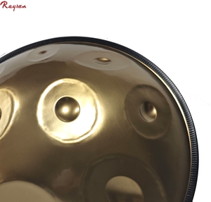 Handpan professionnel Raysen 10 notes, tambour en acier doré pour la guérison sonore, 43cm/53cm pour adultes, en acier inoxydable, Pantam D Amara - Product Image 4