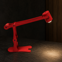 Lampe de bureau LED moderne, réglable, à bras articulé mécanique, en aluminium, pliable, 3 couleurs, gradation progressive, sans fil, rechargeable
