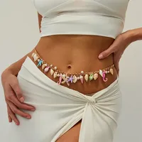Chaîne de taille RINHOO Boho avec pendentif étoile de mer et coquillage, perles tendance, hippocampe, chaîne de ventre pour bikini, bijoux de corps pour femme