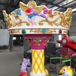 Jeu à pièces de Offre Spéciale parc d'attractions Fairground Merry Go Round bon utilisé petit 3 sièges Mini carrousel à vendre - Product Image 2