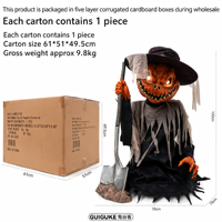 Décoration d'Halloween extérieure : Épouvantail citrouille pop-up à détection de mouvement pour aménagement de fête dans la cour