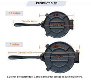 Prensa de <span class=keywords><strong>tortillas</strong></span> de hierro fundido precondimentada de 6/8/10 pulgadas con logotipo personalizado, nuevo diseño, clásico, duradero, con asa plegable, sartenes <span class=keywords><strong>para</strong></span> saltear - Product Image 2