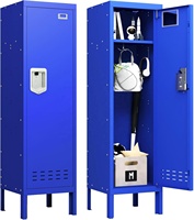 Casier en acier à une porte sur pied avec pieds réglables, casier de rangement métallique verrouillable pour l'école et les étudiants
