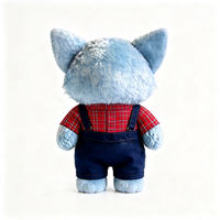 Peluche renard bleu preppy avec chemise à carreaux rouges, peluche renard douce avec nœud papillon pour offrir en cadeau, jouet en peluche renard kawaii