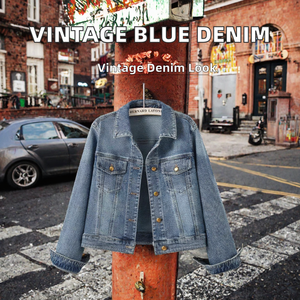 Chaqueta vaquera azul para mujer, estilo vintage lavado, abrigo informal de manga larga con botones, ropa de calle, estilo clásico. - Product Image 2