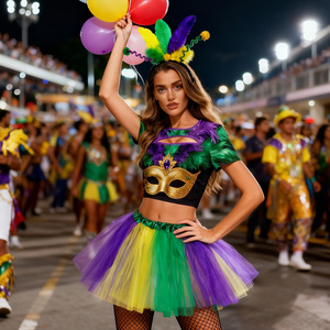 Brazilian Carnival Costume Set Women <b>Sequined</b> Feather Tricolor Fancy Dress Halloween <b>Party</b> Dance <b>Party</b> - Product Image 1