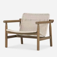 Juego de comedor moderno para ocio al aire libre, muebles de madera de ratán anticorrosión de teca, balcón al aire libre, silla de jardín, sofá, mesa para