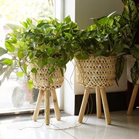 Hot Deal Pot de jardinière tissé en bambou naturel avec support à 3 jambes pour la maison ou le jardin emballé dans un carton