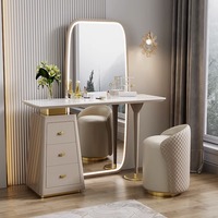 Ensemble de meubles sur pied personnalisé INS moderne, miroir éclairé pleine longueur, table de maquillage et de toilette écologique, panneau MDF