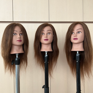 Tête de mannequin en <span class=keywords><strong>cheveux</strong></span> humains naturels Remy pour la formation en coiffure, la coupe de <span class=keywords><strong>cheveux</strong></span>, le tressage, la pratique en salon, tête réglable, style Yaki - Product Image 2