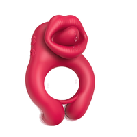 Einstellbarer USB-Aufladbarer Ring-Vibrator mit Zungen-Design - 10 Vibrationsmodi Fernbedienung Wasserdicht für Männer und Frauen