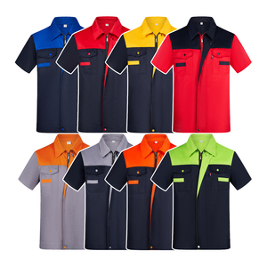 Combinaison de travail respirante en polyester-coton à manches courtes sur mesure, vêtements de protection pour les chantiers de construction, les ateliers de réparation automobile - Product Image 4