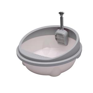 Brenda Round Gray Semi Enclosed <b>Cat</b> Litter <b>Box</b> Medium 40x37.5x18cm Easy Clean Splash Proof <b>Cat</b> Supplies - Product Image 2