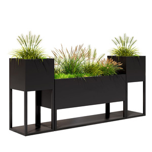 Jardinières carrées en acier inoxydable thermolaqué, grandes, écologiques et durables pour l'extérieur, pour la culture de fleurs, pour porche et cour. - Product Image 2