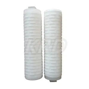 KRD 20 Inch Pleated Filter 0.2 0.45 Micron Ptfe Membrane Cartridge Filter With Stainless Steel Filter