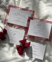 Menu en dentelle détaillé et romantique pour mariage en plein air, restaurant, anniversaire, célébration, banquet, réception, menu décoratif en papier