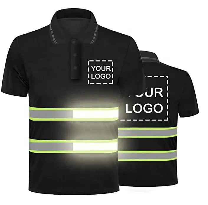 Vente en gros directe d'usine, maille personnalisée, polyester, noir, bon marché, T-shirt style hi vis, gilet de sécurité réfléchissant pour la construction