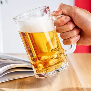 Lead Free Custom Logo Glassware Sublimation Glass Beer Steins Mugs Tankards Set With Handles
