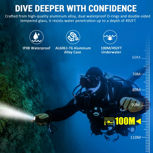 Wurkcos DL30 senter Selam, Senter LED Lumens tinggi 3600lm lempar panjang waktu lari bawah air multi-fungsi dapat diisi ulang - Product Image 2