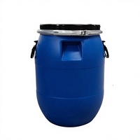 Fût en plastique recyclable de 30 L en PEHD bleu à ouverture supérieure, de qualité alimentaire, pour le lait, avec anneaux en fer, hermétique et écologique