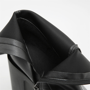 XSD New Round Head Leather Party Heels Black for Boots with Thick Heel and Bottom <b>Ankle</b> Height Boots for Autumn - Product Image 3