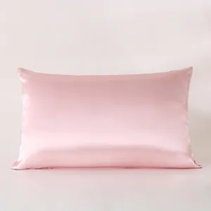 도매 뽕나무 실크 패브릭 베개 커버 핑크 럭셔리 모래 워시 실크 베개 커버