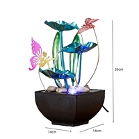 Cascade de bureau alimentée par USB tendance avec éclairage d'ambiance et décoration lotus