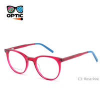 Monture de lunettes optiques en acétate pour enfants, forme ronde, durable et sûre, montures de lunettes de prescription en acétate pour enfants pour un usage quotidien