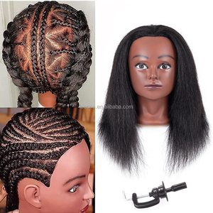 Tête <span class=keywords><strong>de</strong></span> Mannequin <span class=keywords><strong>de</strong></span> Formation Afro en Gros 100% Cheveux Naturels avec Cheveux Yaki, Tête <span class=keywords><strong>de</strong></span> Poupée <span class=keywords><strong>de</strong></span> Cosmétologie pour Coiffeur - Product Image 2