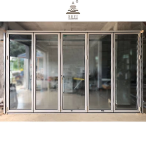 Lüks Modern anti-sıyırma boya alüminyum çerçeve akordeon katlanır kapı katlanabilir kızak ile fiberglas ekran örgü - Product Image 3
