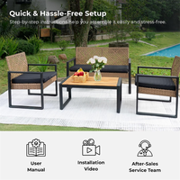 Ensemble de salon de jardin modulable en rotin pour l'extérieur avec table basse – Vente en gros