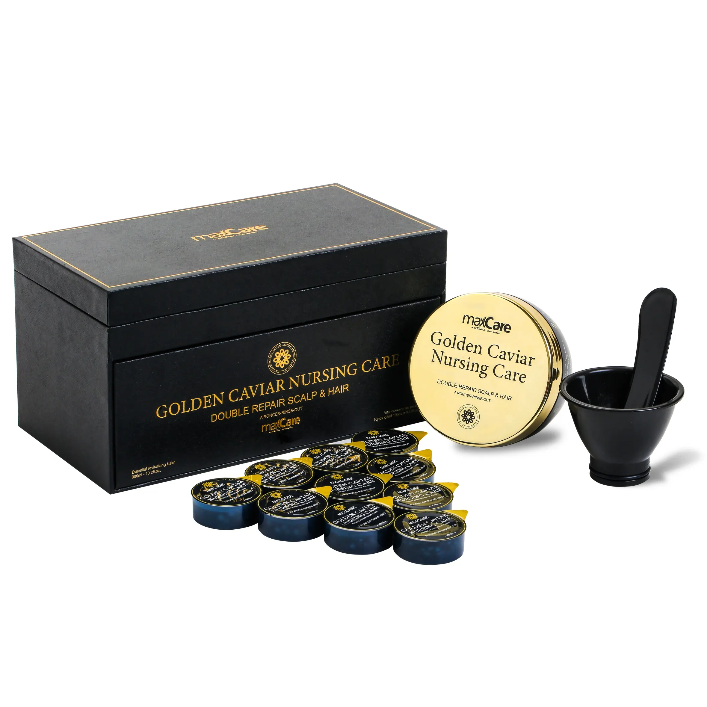 Produtos dos cuidados profissionais Golden Caviar Nursing Care tratamento capilar máscara