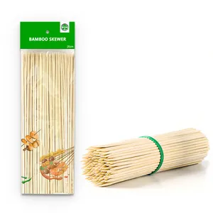 Pincho desechable de bambú natural 40 cm 50cm 60cm 30cm 90cm con logotipo de paquete personalizado