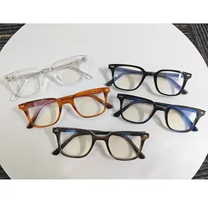 Óculos de acetato fino quadrado para homens, óculos de grife com lentes polarizadas anti-luz azul, óculos fashion