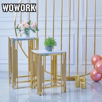 2026 WOWORK Fushun Ensemble de présentation de desserts pour fête d'anniversaire 1 an, avec piliers dorés en acrylique et support de toile de fond pour mariage