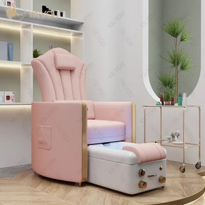 Fauteuil de pédicure électrique rose inclinable pour salon de manucure, spa, massage des pieds, siège réglable avec lampe LED - Product Image 4